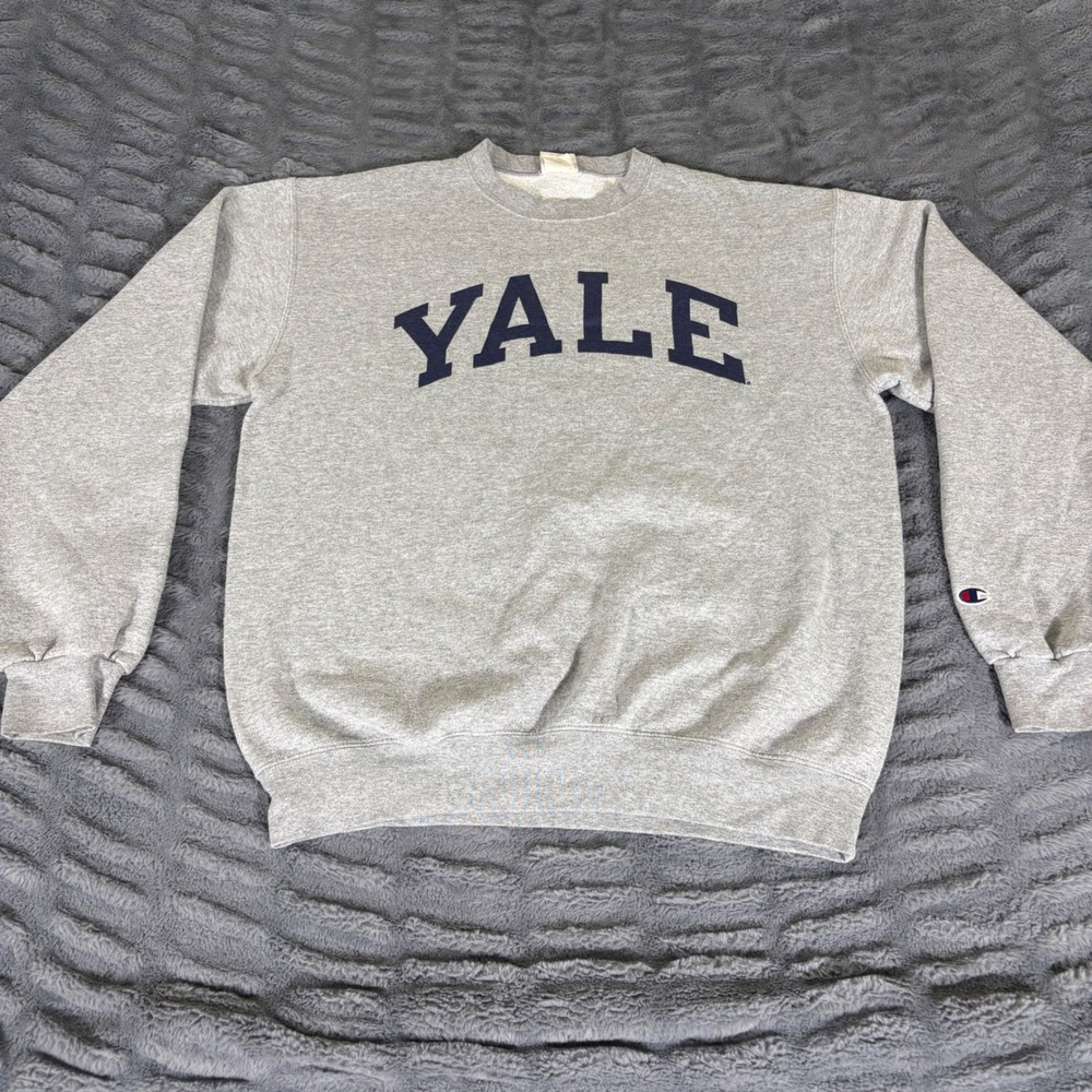 Champion Yale University Sweatshirt Mens Large Gray Crewneck Graphic Pullover